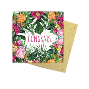 Handwritten card by Gow tea - Tropical Floral Congrats