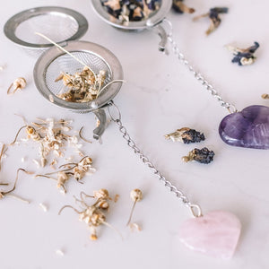 Amethyst & rose quartz crystal tea strainer