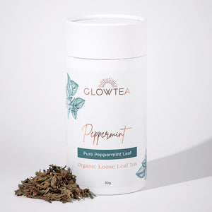 loose leaf organic peppermint tea by Glow Tea