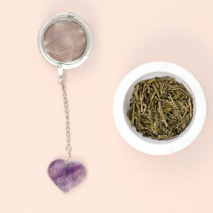 Amethyst crystal tea strainer, by Glow Tea